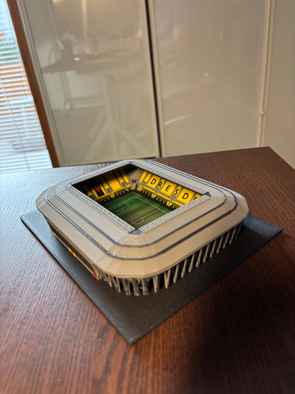 Barevný 3D model Rudolf-Harbig-Stadionu Dynamo Dresden – StadiArt 3D – pohled 4