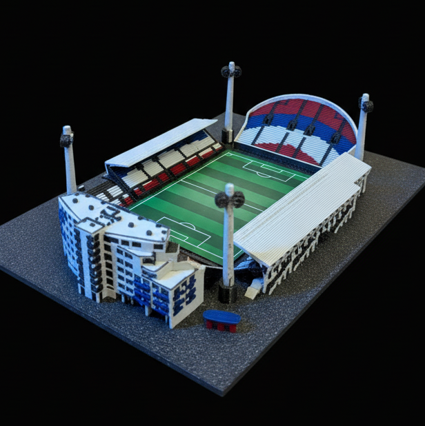 Barevný 3D model Androva stadionu Sigma Olomouc – StadiArt 3D – pohled 1