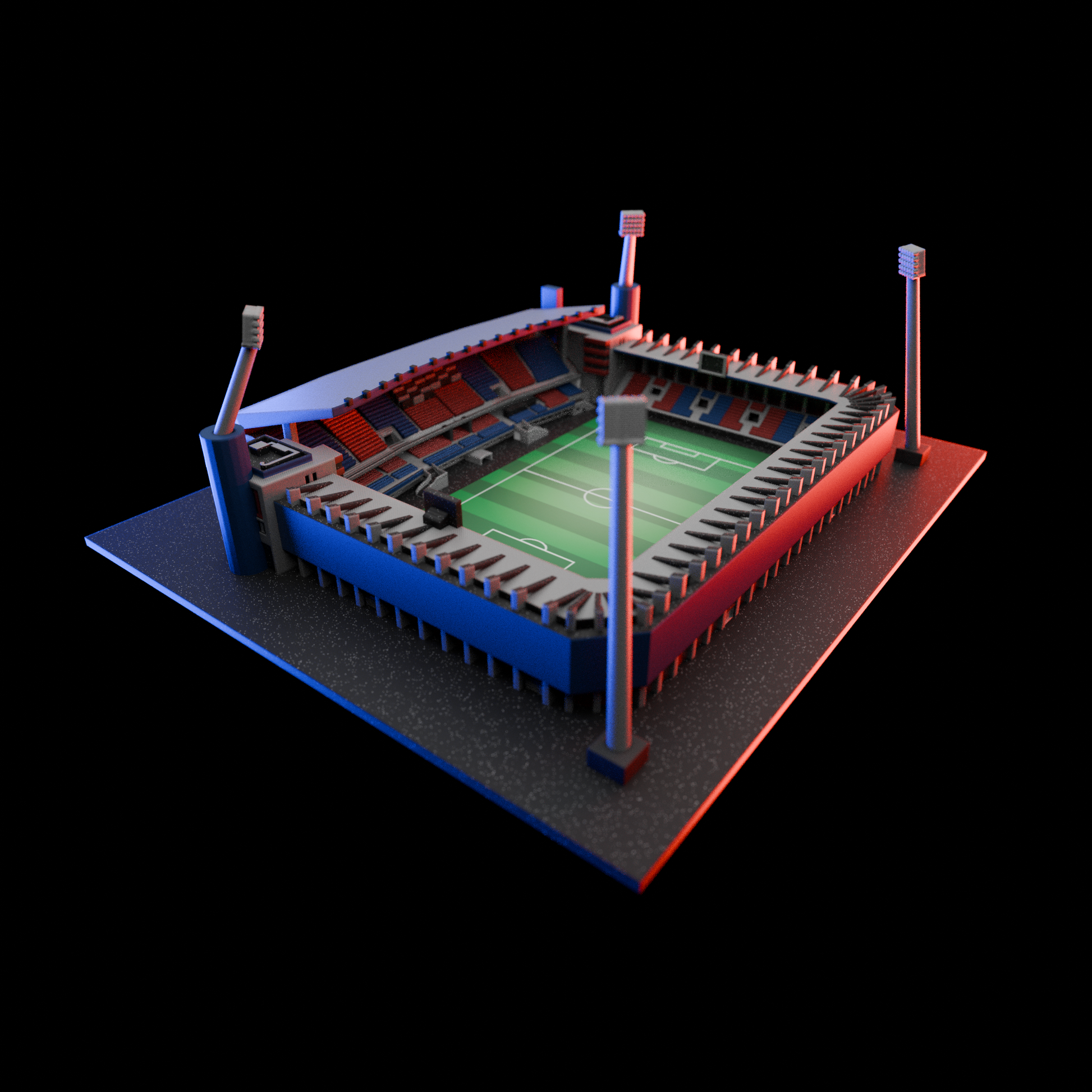Barevný 3D model Doosan Areny FC Viktoria Plzeň – StadiArt 3D – pohled 2