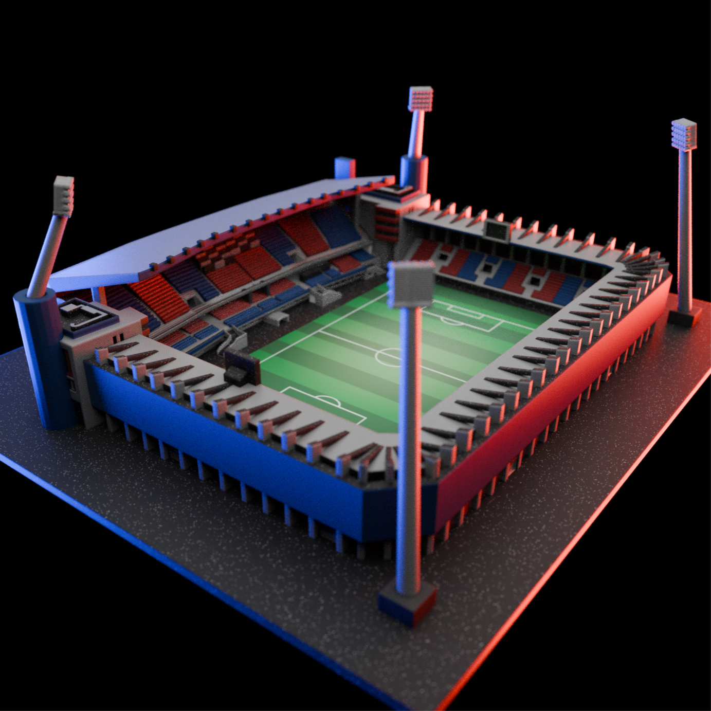 Barevný 3D model Doosan Areny FC Viktoria Plzeň – StadiArt 3D – pohled 1