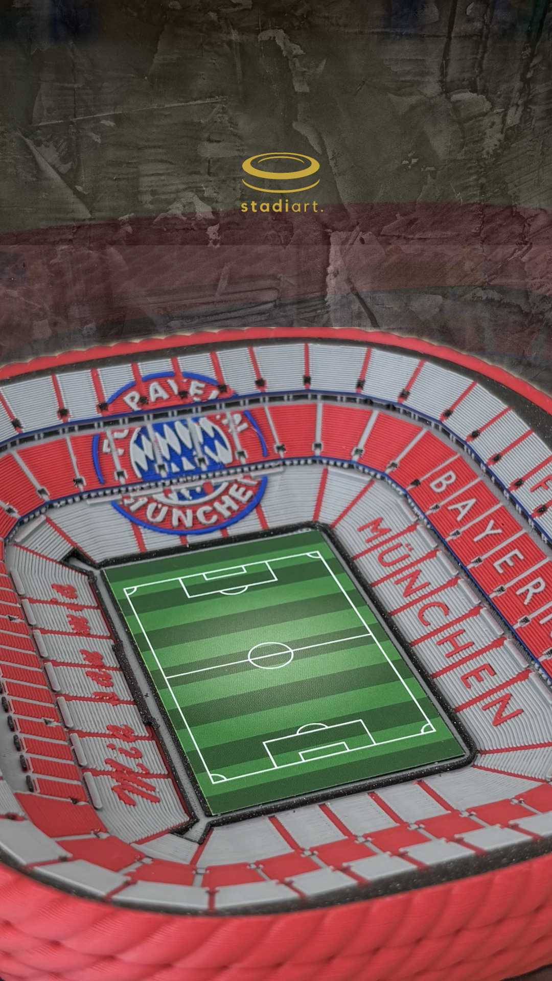 Barevný 3D model Allianz Areny FC Bayern Mnichov – StadiArt 3D – pohled 4