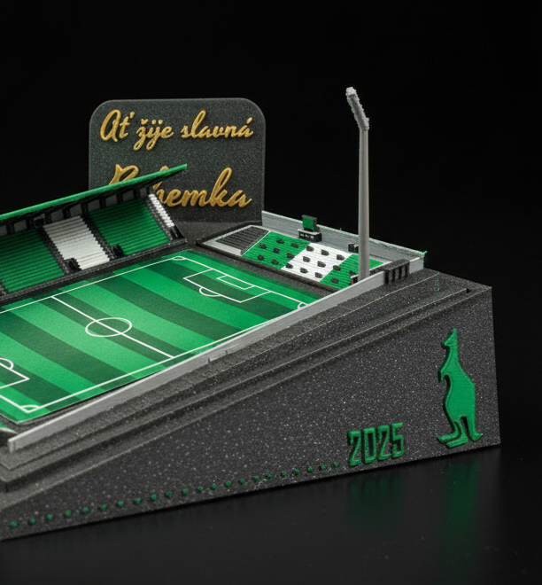 Barevný 3D model Ďolíčku Bohemians 120 let výroční edice – StadiArt 3D – pohled 2