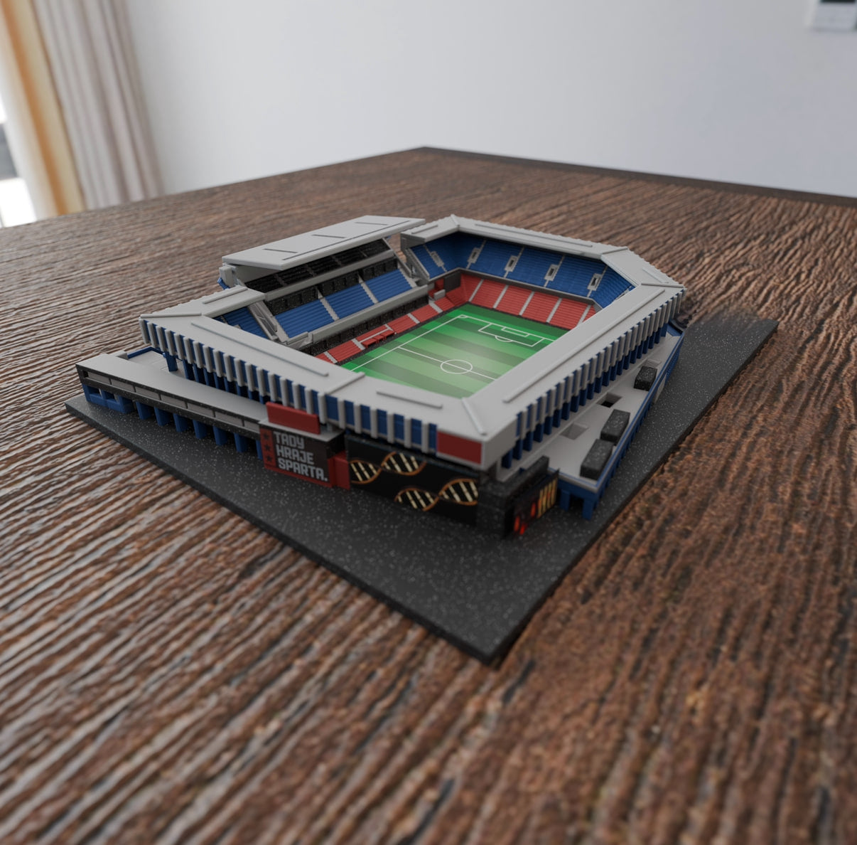 Original photograph of a standard coloured StadiArt stadium model displayed at home